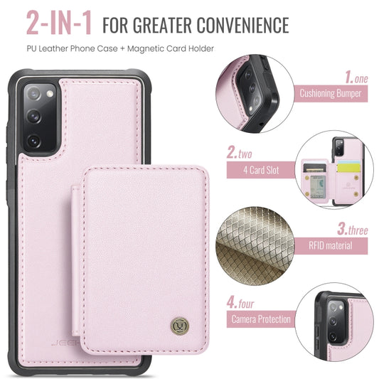 For Samsung Galaxy S20 FE JEEHOOD J05 Business Magnetic Style RFID Leather Phone Case(Pink) - Galaxy S20 FE Cases by JEEHOOD | Online Shopping UK | buy2fix