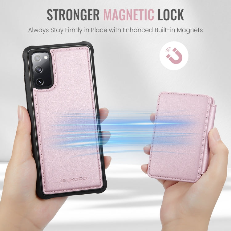 For Samsung Galaxy S20 FE JEEHOOD J05 Business Magnetic Style RFID Leather Phone Case(Pink) - Galaxy S20 FE Cases by JEEHOOD | Online Shopping UK | buy2fix