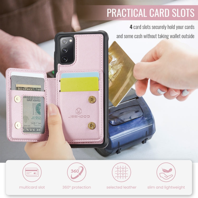 For Samsung Galaxy S20 FE JEEHOOD J05 Business Magnetic Style RFID Leather Phone Case(Pink) - Galaxy S20 FE Cases by JEEHOOD | Online Shopping UK | buy2fix