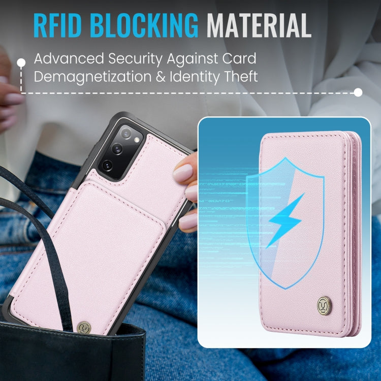 For Samsung Galaxy S20 FE JEEHOOD J05 Business Magnetic Style RFID Leather Phone Case(Pink) - Galaxy S20 FE Cases by JEEHOOD | Online Shopping UK | buy2fix