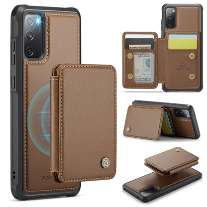 For Samsung Galaxy S20 FE JEEHOOD J05 Business Magnetic Style RFID Leather Phone Case(Brown) - Galaxy S20 FE Cases by JEEHOOD | Online Shopping UK | buy2fix