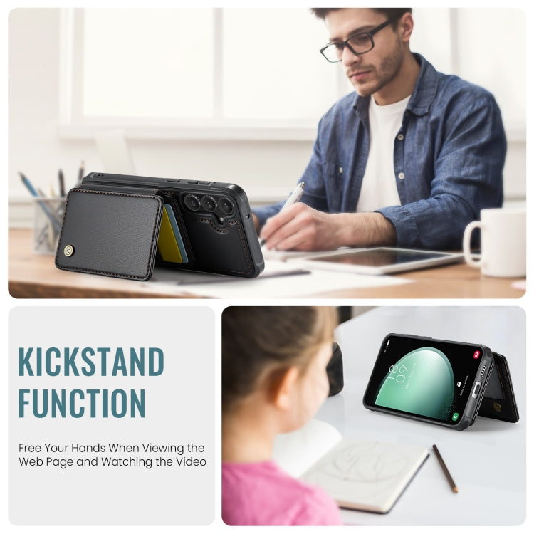 For Samsung Galaxy S23 FE 5G JEEHOOD J05 Business Magnetic Style RFID Leather Phone Case(Black) - Galaxy S23 FE 5G Cases by JEEHOOD | Online Shopping UK | buy2fix