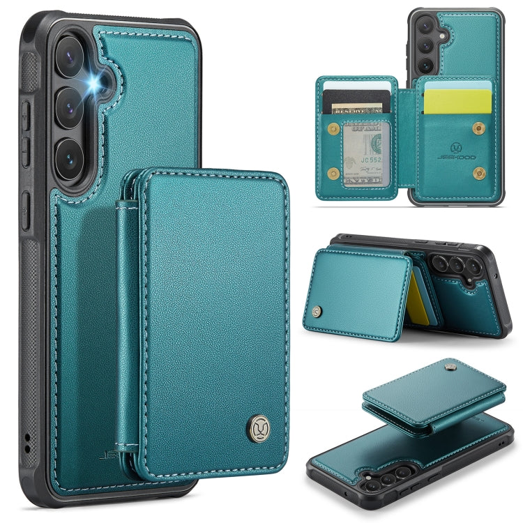 For Samsung Galaxy S23 FE 5G JEEHOOD J05 Business Magnetic Style RFID Leather Phone Case(Blue Green) - Galaxy S23 FE 5G Cases by JEEHOOD | Online Shopping UK | buy2fix
