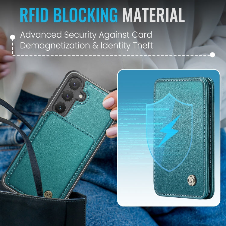 For Samsung Galaxy S23 FE 5G JEEHOOD J05 Business Magnetic Style RFID Leather Phone Case(Blue Green) - Galaxy S23 FE 5G Cases by JEEHOOD | Online Shopping UK | buy2fix
