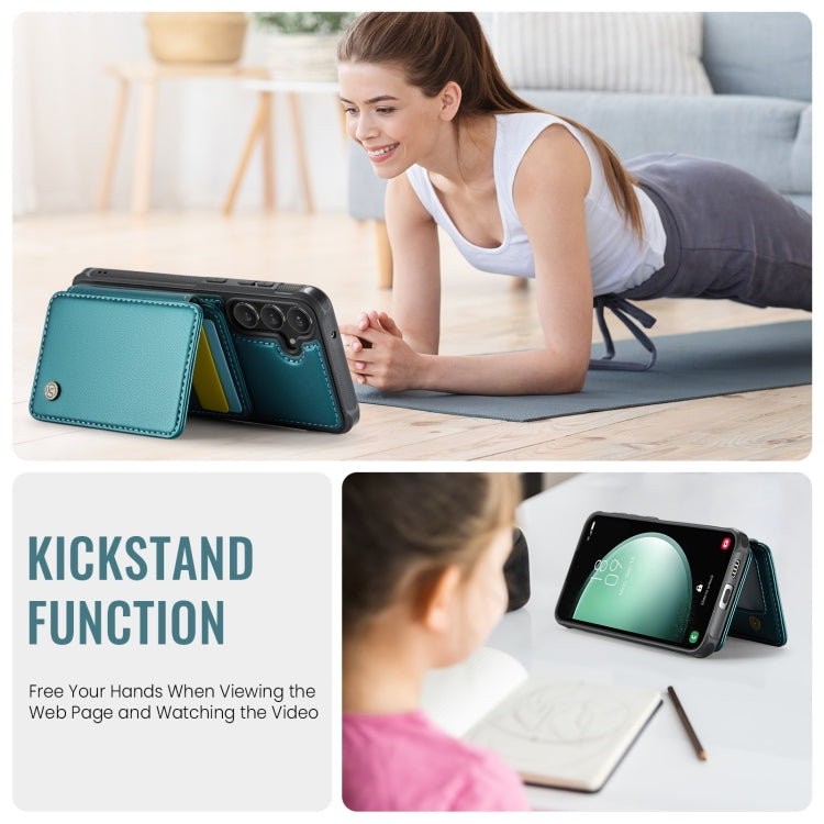 For Samsung Galaxy S23 FE 5G JEEHOOD J05 Business Magnetic Style RFID Leather Phone Case(Blue Green) - Galaxy S23 FE 5G Cases by JEEHOOD | Online Shopping UK | buy2fix