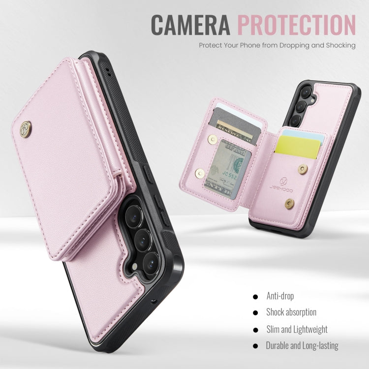 For Samsung Galaxy S23 FE 5G JEEHOOD J05 Business Magnetic Style RFID Leather Phone Case(Pink) - Galaxy S23 FE 5G Cases by JEEHOOD | Online Shopping UK | buy2fix