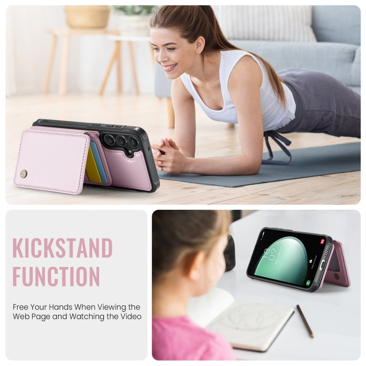 For Samsung Galaxy S23 FE 5G JEEHOOD J05 Business Magnetic Style RFID Leather Phone Case(Pink) - Galaxy S23 FE 5G Cases by JEEHOOD | Online Shopping UK | buy2fix