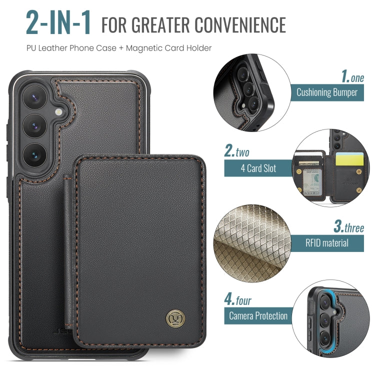 For Samsung Galaxy S24 FE 5G JEEHOOD J05 Business Magnetic Style RFID Leather Phone Case(Black) - Galaxy S24 FE 5G Cases by JEEHOOD | Online Shopping UK | buy2fix