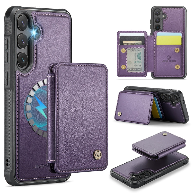 For Samsung Galaxy S24 FE 5G JEEHOOD J05 Business Magnetic Style RFID Leather Phone Case(Purple) - Galaxy S24 FE 5G Cases by JEEHOOD | Online Shopping UK | buy2fix