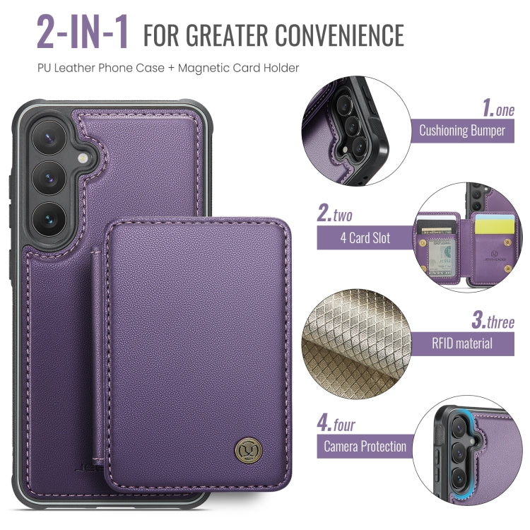 For Samsung Galaxy S24 FE 5G JEEHOOD J05 Business Magnetic Style RFID Leather Phone Case(Purple) - Galaxy S24 FE 5G Cases by JEEHOOD | Online Shopping UK | buy2fix