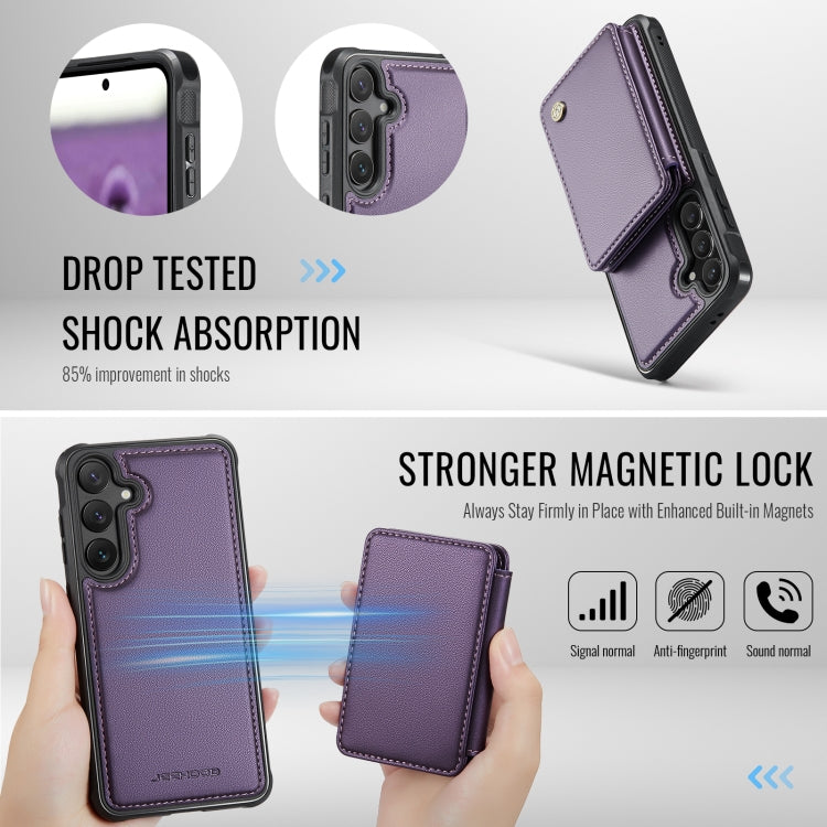For Samsung Galaxy S24 FE 5G JEEHOOD J05 Business Magnetic Style RFID Leather Phone Case(Purple) - Galaxy S24 FE 5G Cases by JEEHOOD | Online Shopping UK | buy2fix