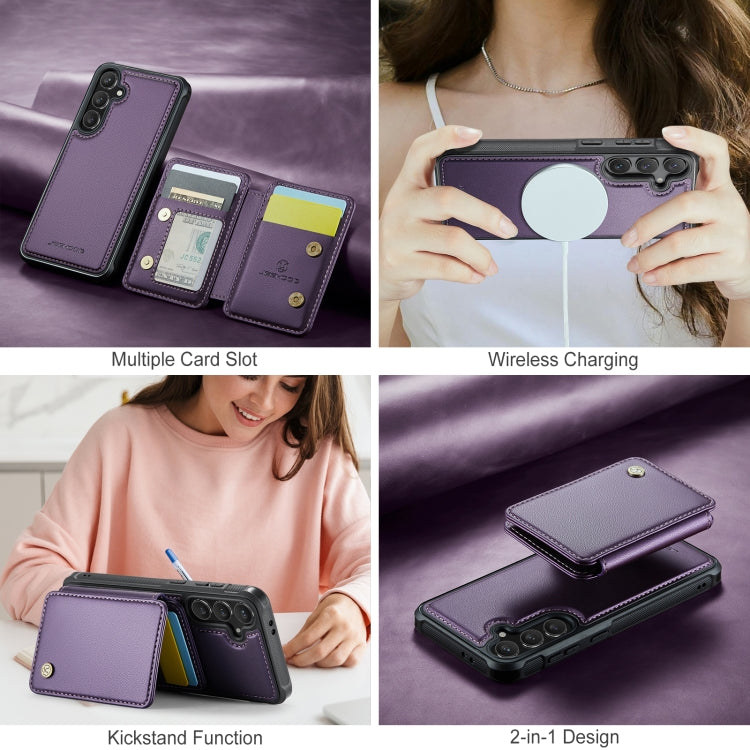 For Samsung Galaxy S24 FE 5G JEEHOOD J05 Business Magnetic Style RFID Leather Phone Case(Purple) - Galaxy S24 FE 5G Cases by JEEHOOD | Online Shopping UK | buy2fix