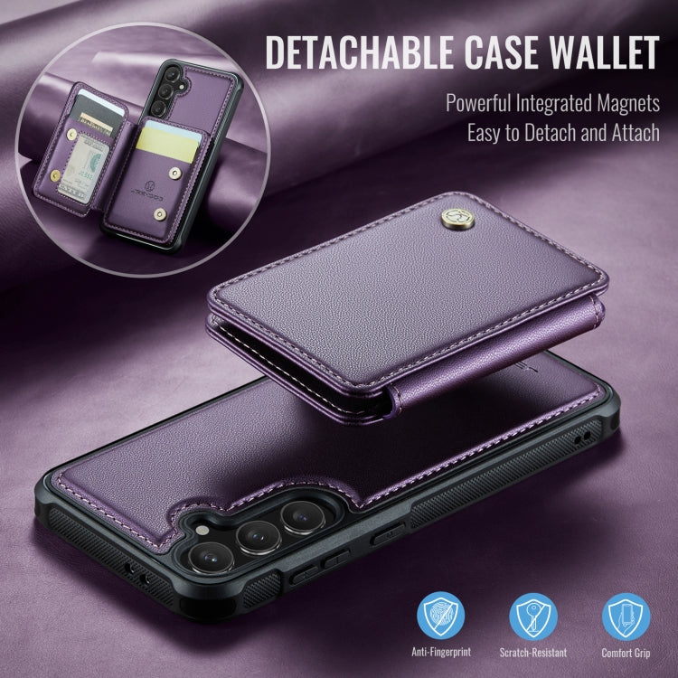 For Samsung Galaxy S24 FE 5G JEEHOOD J05 Business Magnetic Style RFID Leather Phone Case(Purple) - Galaxy S24 FE 5G Cases by JEEHOOD | Online Shopping UK | buy2fix