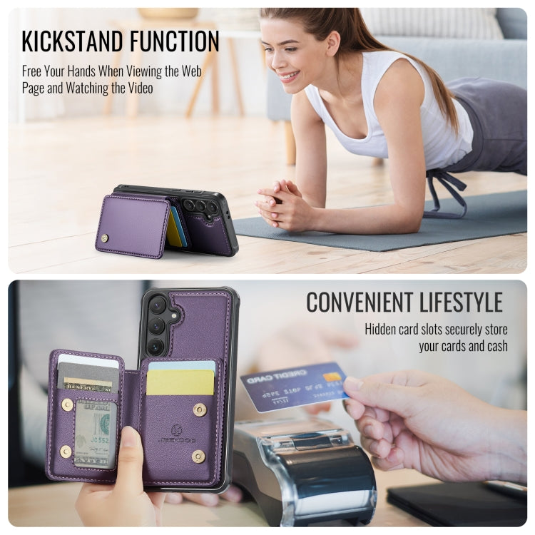 For Samsung Galaxy S24 FE 5G JEEHOOD J05 Business Magnetic Style RFID Leather Phone Case(Purple) - Galaxy S24 FE 5G Cases by JEEHOOD | Online Shopping UK | buy2fix