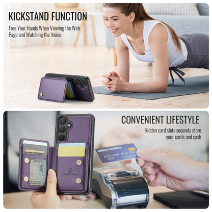 For Samsung Galaxy S24 FE 5G JEEHOOD J05 Business Magnetic Style RFID Leather Phone Case(Purple) - Galaxy S24 FE 5G Cases by JEEHOOD | Online Shopping UK | buy2fix