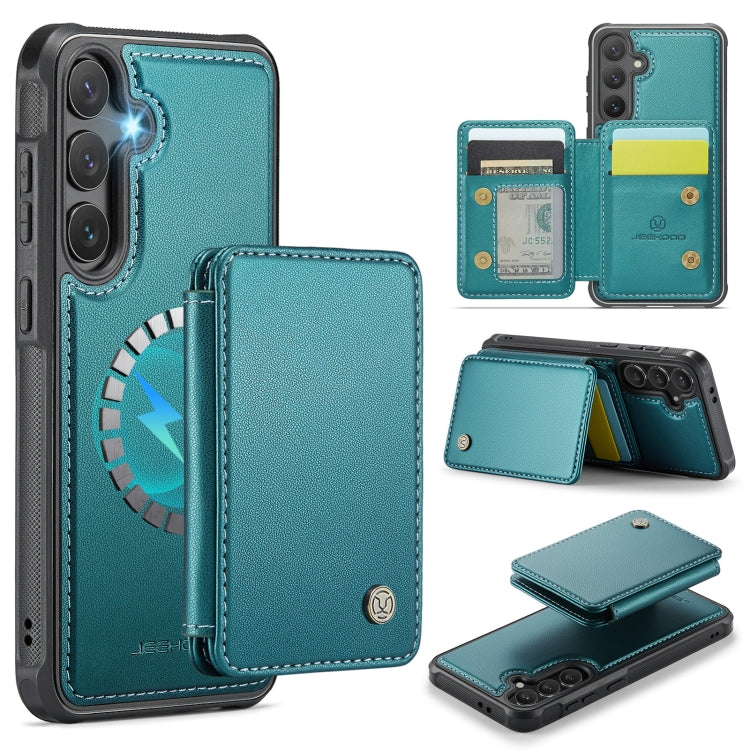 For Samsung Galaxy S24 FE 5G JEEHOOD J05 Business Magnetic Style RFID Leather Phone Case(Blue Green) - Galaxy S24 FE 5G Cases by JEEHOOD | Online Shopping UK | buy2fix