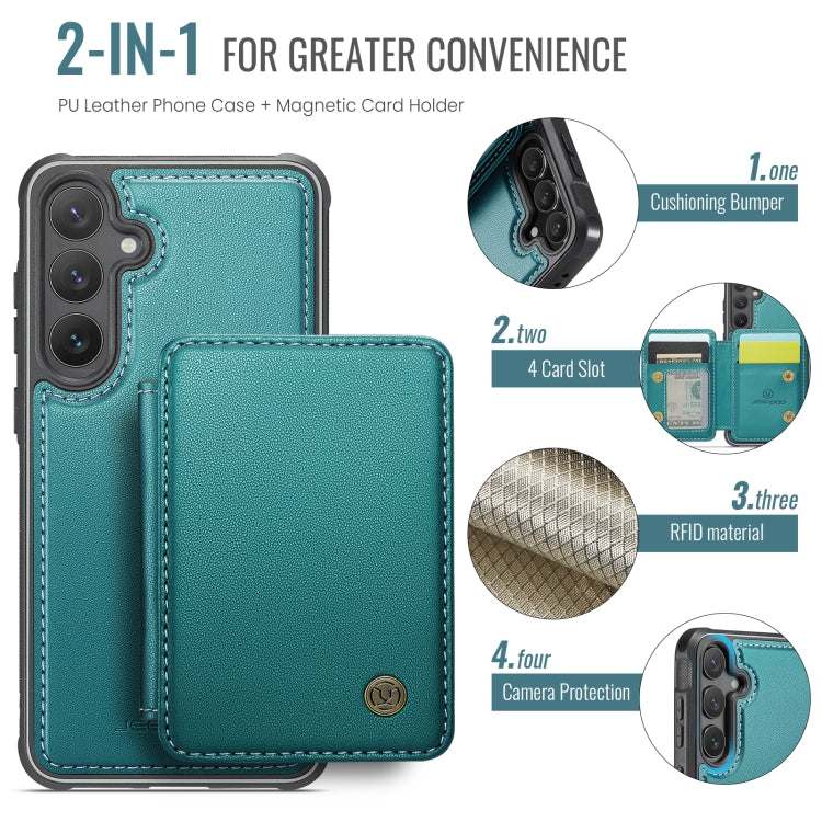 For Samsung Galaxy S24 FE 5G JEEHOOD J05 Business Magnetic Style RFID Leather Phone Case(Blue Green) - Galaxy S24 FE 5G Cases by JEEHOOD | Online Shopping UK | buy2fix