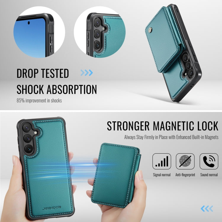 For Samsung Galaxy S24 FE 5G JEEHOOD J05 Business Magnetic Style RFID Leather Phone Case(Blue Green) - Galaxy S24 FE 5G Cases by JEEHOOD | Online Shopping UK | buy2fix