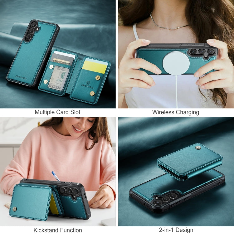 For Samsung Galaxy S24 FE 5G JEEHOOD J05 Business Magnetic Style RFID Leather Phone Case(Blue Green) - Galaxy S24 FE 5G Cases by JEEHOOD | Online Shopping UK | buy2fix