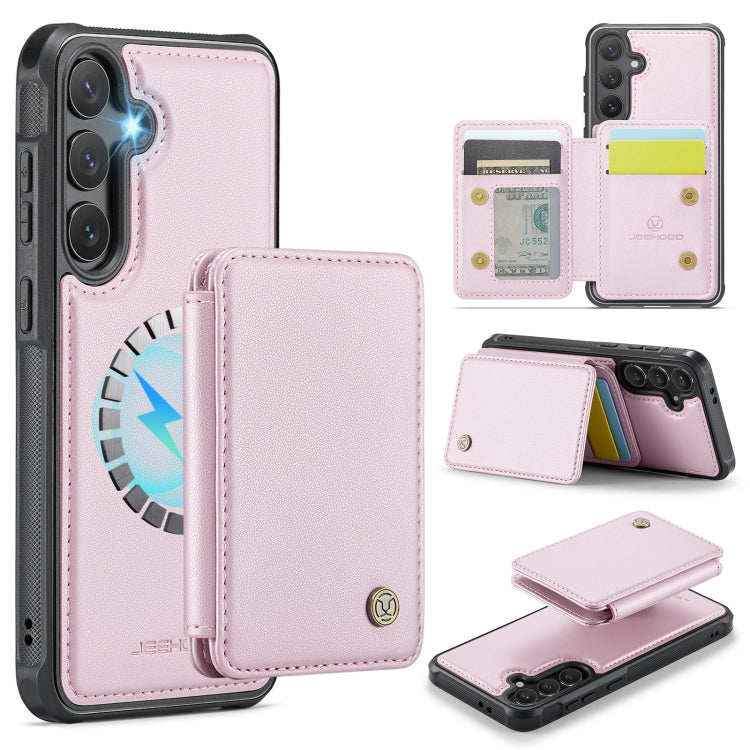 For Samsung Galaxy S24 FE 5G JEEHOOD J05 Business Magnetic Style RFID Leather Phone Case(Pink) - Galaxy S24 FE 5G Cases by JEEHOOD | Online Shopping UK | buy2fix