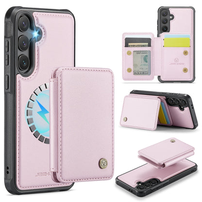 For Samsung Galaxy S24 FE 5G JEEHOOD J05 Business Magnetic Style RFID Leather Phone Case(Pink) - Galaxy S24 FE 5G Cases by JEEHOOD | Online Shopping UK | buy2fix