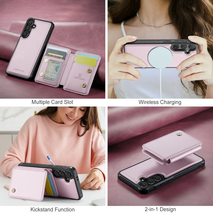 For Samsung Galaxy S24 FE 5G JEEHOOD J05 Business Magnetic Style RFID Leather Phone Case(Pink) - Galaxy S24 FE 5G Cases by JEEHOOD | Online Shopping UK | buy2fix