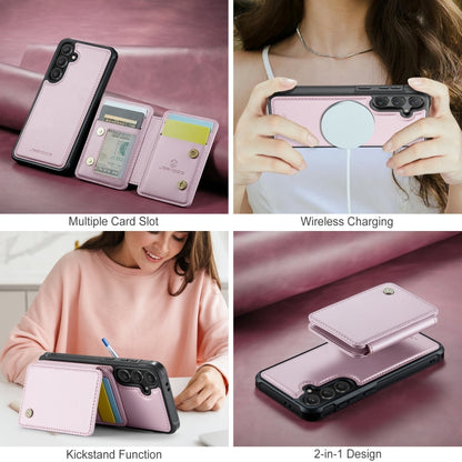For Samsung Galaxy S24 FE 5G JEEHOOD J05 Business Magnetic Style RFID Leather Phone Case(Pink) - Galaxy S24 FE 5G Cases by JEEHOOD | Online Shopping UK | buy2fix
