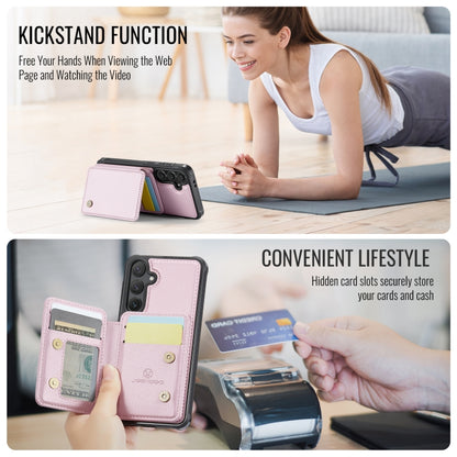 For Samsung Galaxy S24 FE 5G JEEHOOD J05 Business Magnetic Style RFID Leather Phone Case(Pink) - Galaxy S24 FE 5G Cases by JEEHOOD | Online Shopping UK | buy2fix