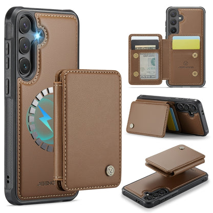 For Samsung Galaxy S24 FE 5G JEEHOOD J05 Business Magnetic Style RFID Leather Phone Case(Brown) - Galaxy S24 FE 5G Cases by JEEHOOD | Online Shopping UK | buy2fix