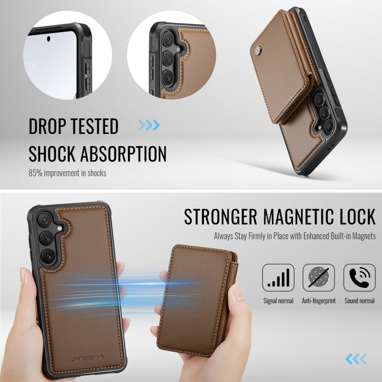 For Samsung Galaxy S24 FE 5G JEEHOOD J05 Business Magnetic Style RFID Leather Phone Case(Brown) - Galaxy S24 FE 5G Cases by JEEHOOD | Online Shopping UK | buy2fix