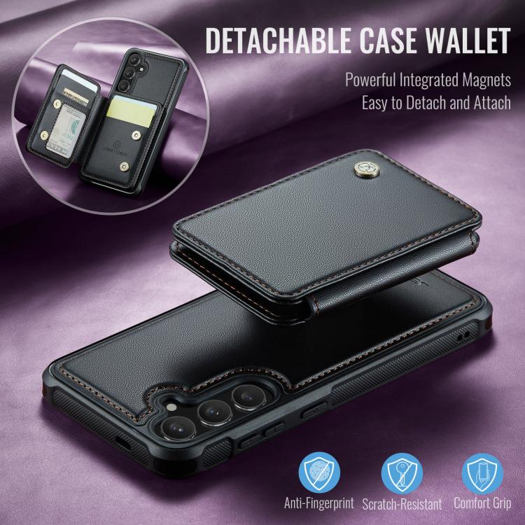 For Samsung Galaxy S25 5G JEEHOOD J05 Business Magnetic Style RFID Leather Phone Case(Black) - Galaxy S25 5G Cases by JEEHOOD | Online Shopping UK | buy2fix