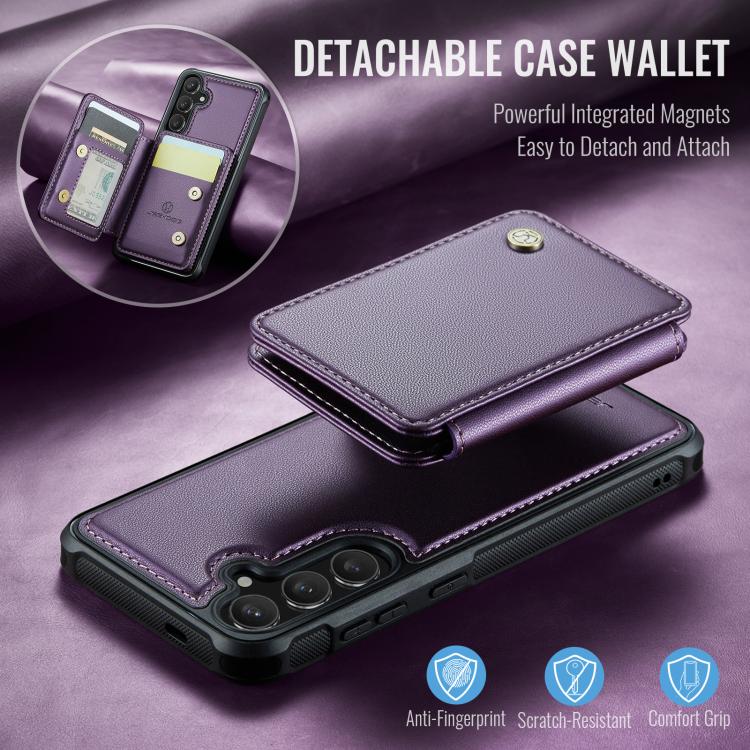 For Samsung Galaxy S25 5G JEEHOOD J05 Business Magnetic Style RFID Leather Phone Case(Purple) - Galaxy S25 5G Cases by JEEHOOD | Online Shopping UK | buy2fix