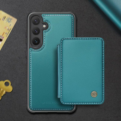 For Samsung Galaxy S25 5G JEEHOOD J05 Business Magnetic Style RFID Leather Phone Case(Blue Green) - Galaxy S25 5G Cases by JEEHOOD | Online Shopping UK | buy2fix