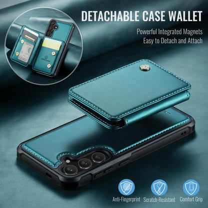 For Samsung Galaxy S25 5G JEEHOOD J05 Business Magnetic Style RFID Leather Phone Case(Blue Green) - Galaxy S25 5G Cases by JEEHOOD | Online Shopping UK | buy2fix