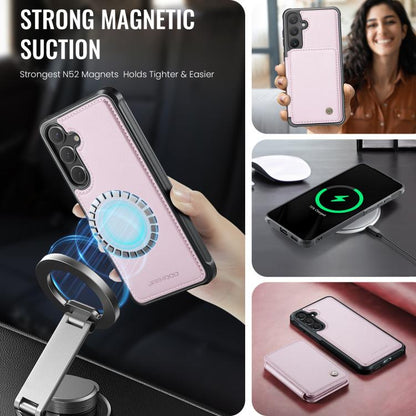 For Samsung Galaxy S25 5G JEEHOOD J05 Business Magnetic Style RFID Leather Phone Case(Pink) - Galaxy S25 5G Cases by JEEHOOD | Online Shopping UK | buy2fix