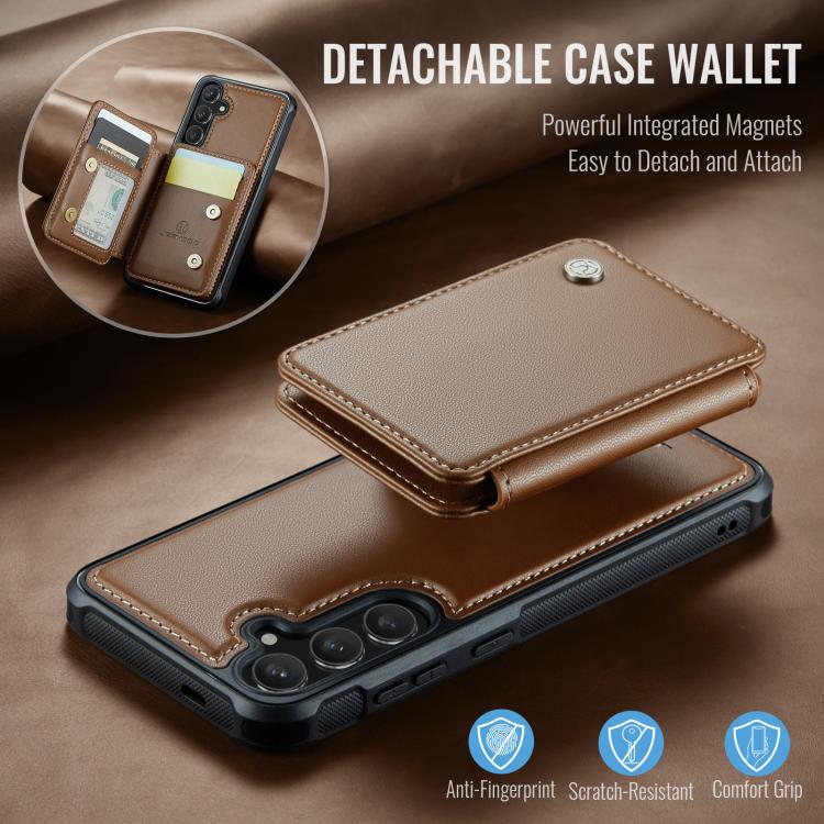 For Samsung Galaxy S25 5G JEEHOOD J05 Business Magnetic Style RFID Leather Phone Case(Brown) - Galaxy S25 5G Cases by JEEHOOD | Online Shopping UK | buy2fix