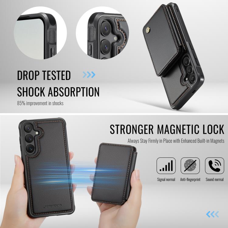 For Samsung Galaxy S25+ 5G JEEHOOD J05 Business Magnetic Style RFID Leather Phone Case(Black) - Galaxy S25+ 5G Cases by JEEHOOD | Online Shopping UK | buy2fix