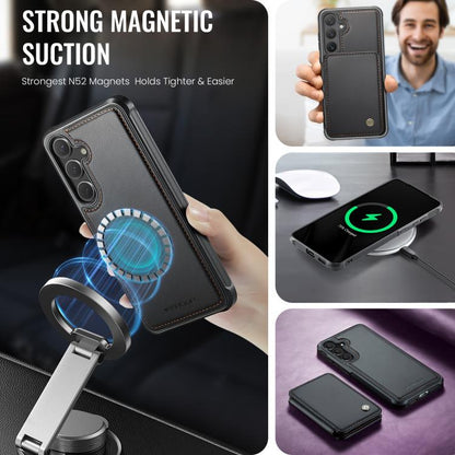 For Samsung Galaxy S25+ 5G JEEHOOD J05 Business Magnetic Style RFID Leather Phone Case(Black) - Galaxy S25+ 5G Cases by JEEHOOD | Online Shopping UK | buy2fix