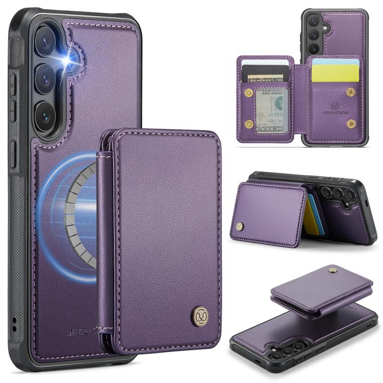 For Samsung Galaxy S25+ 5G JEEHOOD J05 Business Magnetic Style RFID Leather Phone Case(Purple) - Galaxy S25+ 5G Cases by JEEHOOD | Online Shopping UK | buy2fix