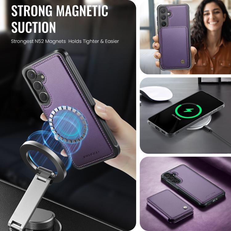 For Samsung Galaxy S25+ 5G JEEHOOD J05 Business Magnetic Style RFID Leather Phone Case(Purple) - Galaxy S25+ 5G Cases by JEEHOOD | Online Shopping UK | buy2fix