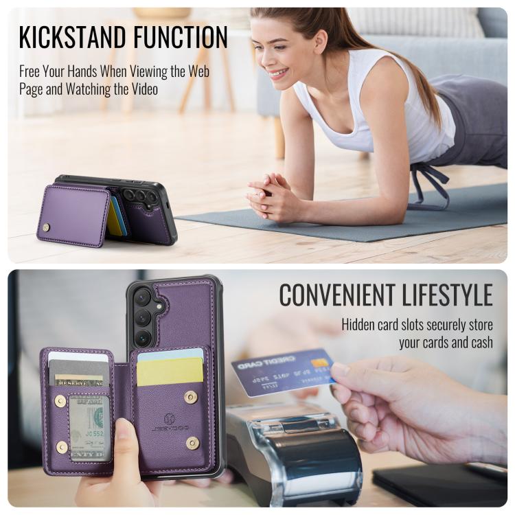 For Samsung Galaxy S25+ 5G JEEHOOD J05 Business Magnetic Style RFID Leather Phone Case(Purple) - Galaxy S25+ 5G Cases by JEEHOOD | Online Shopping UK | buy2fix