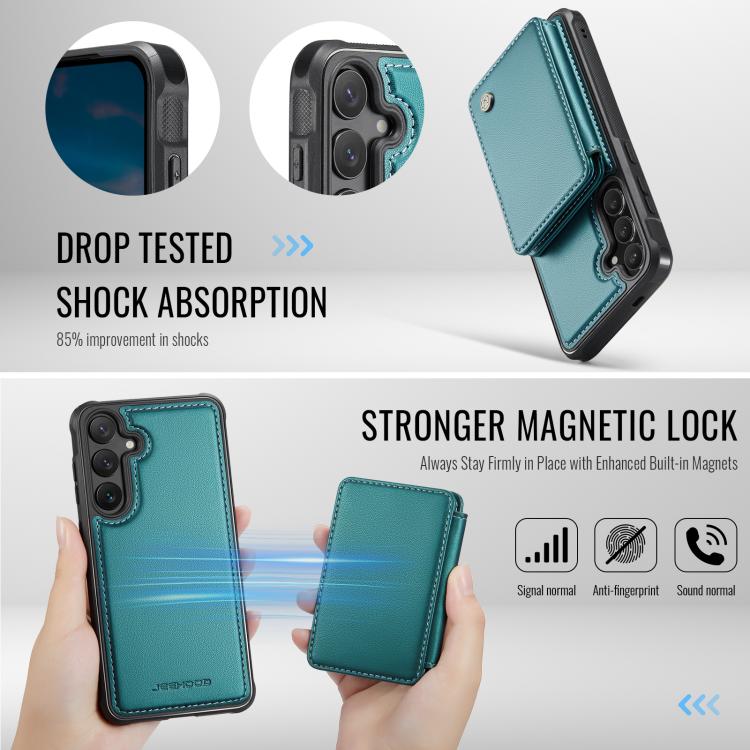 For Samsung Galaxy S25+ 5G JEEHOOD J05 Business Magnetic Style RFID Leather Phone Case(Blue Green) - Galaxy S25+ 5G Cases by JEEHOOD | Online Shopping UK | buy2fix