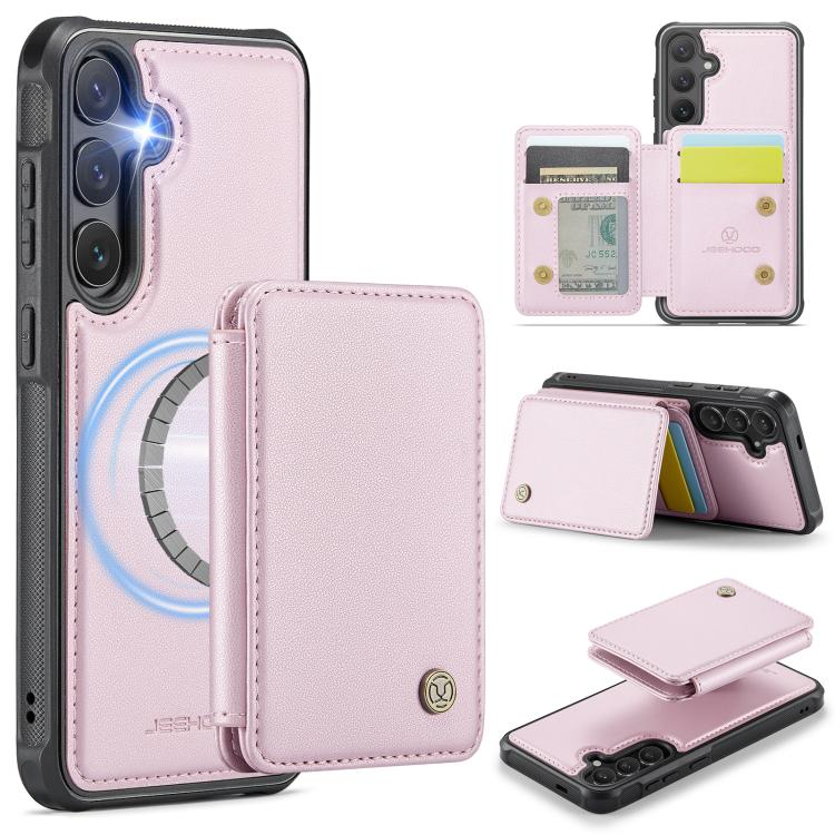 For Samsung Galaxy S25+ 5G JEEHOOD J05 Business Magnetic Style RFID Leather Phone Case(Pink) - Galaxy S25+ 5G Cases by JEEHOOD | Online Shopping UK | buy2fix
