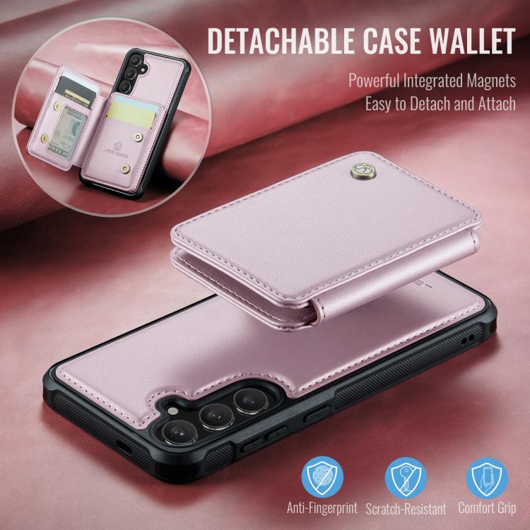 For Samsung Galaxy S25+ 5G JEEHOOD J05 Business Magnetic Style RFID Leather Phone Case(Pink) - Galaxy S25+ 5G Cases by JEEHOOD | Online Shopping UK | buy2fix