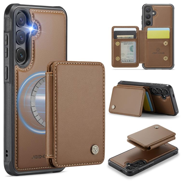 For Samsung Galaxy S25+ 5G JEEHOOD J05 Business Magnetic Style RFID Leather Phone Case(Brown) - Galaxy S25+ 5G Cases by JEEHOOD | Online Shopping UK | buy2fix