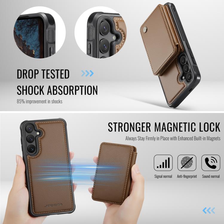 For Samsung Galaxy S25+ 5G JEEHOOD J05 Business Magnetic Style RFID Leather Phone Case(Brown) - Galaxy S25+ 5G Cases by JEEHOOD | Online Shopping UK | buy2fix