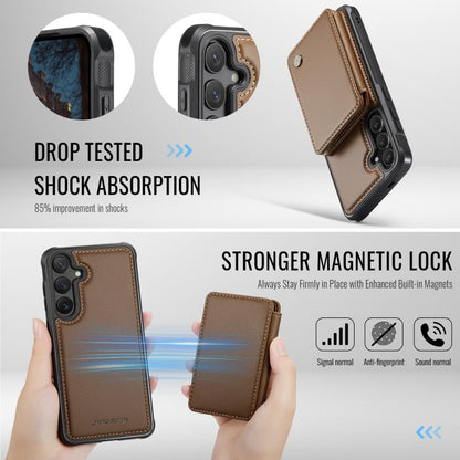 For Samsung Galaxy S25+ 5G JEEHOOD J05 Business Magnetic Style RFID Leather Phone Case(Brown) - Galaxy S25+ 5G Cases by JEEHOOD | Online Shopping UK | buy2fix