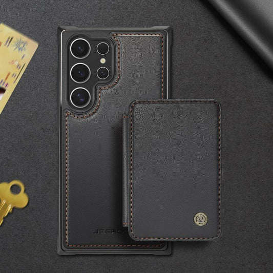 For Samsung Galaxy S25 Ultra 5G JEEHOOD J05 Business Magnetic Style RFID Leather Phone Case(Black) - Galaxy S25 Ultra 5G Cases by JEEHOOD | Online Shopping UK | buy2fix