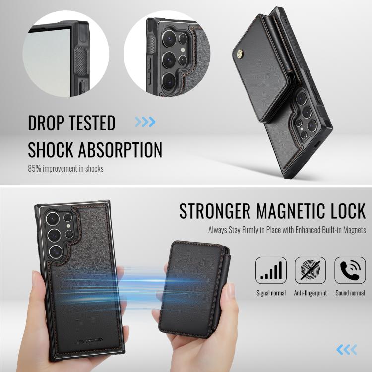 For Samsung Galaxy S25 Ultra 5G JEEHOOD J05 Business Magnetic Style RFID Leather Phone Case(Black) - Galaxy S25 Ultra 5G Cases by JEEHOOD | Online Shopping UK | buy2fix