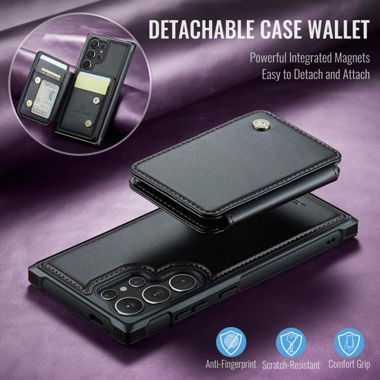 For Samsung Galaxy S25 Ultra 5G JEEHOOD J05 Business Magnetic Style RFID Leather Phone Case(Black) - Galaxy S25 Ultra 5G Cases by JEEHOOD | Online Shopping UK | buy2fix